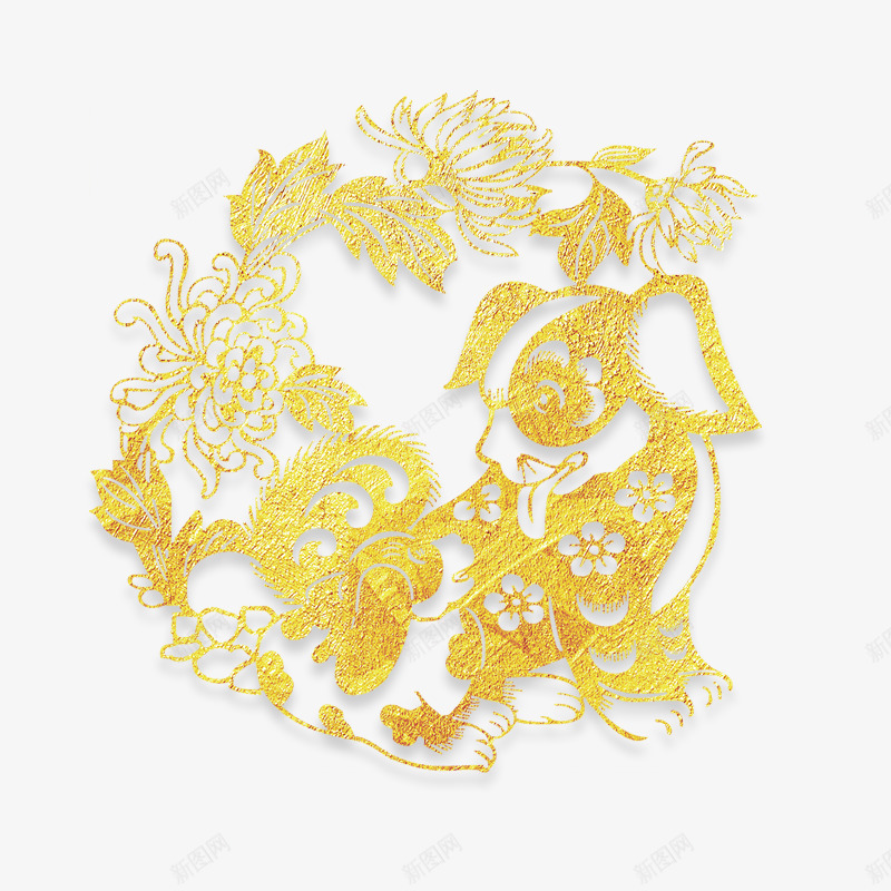 金色狗年大吉节日元素psd免抠素材_88icon https://88icon.com 动物 喜庆 平面 狗年大吉 生肖 节日 金色