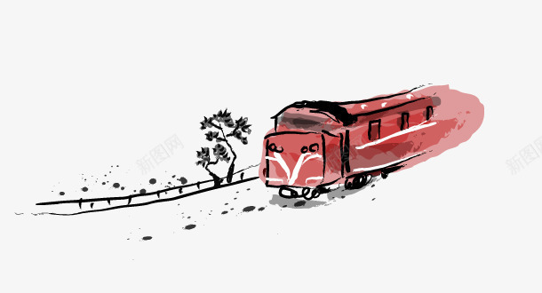 手绘火车png免抠素材_88icon https://88icon.com 手绘 火车 行驶 铁路