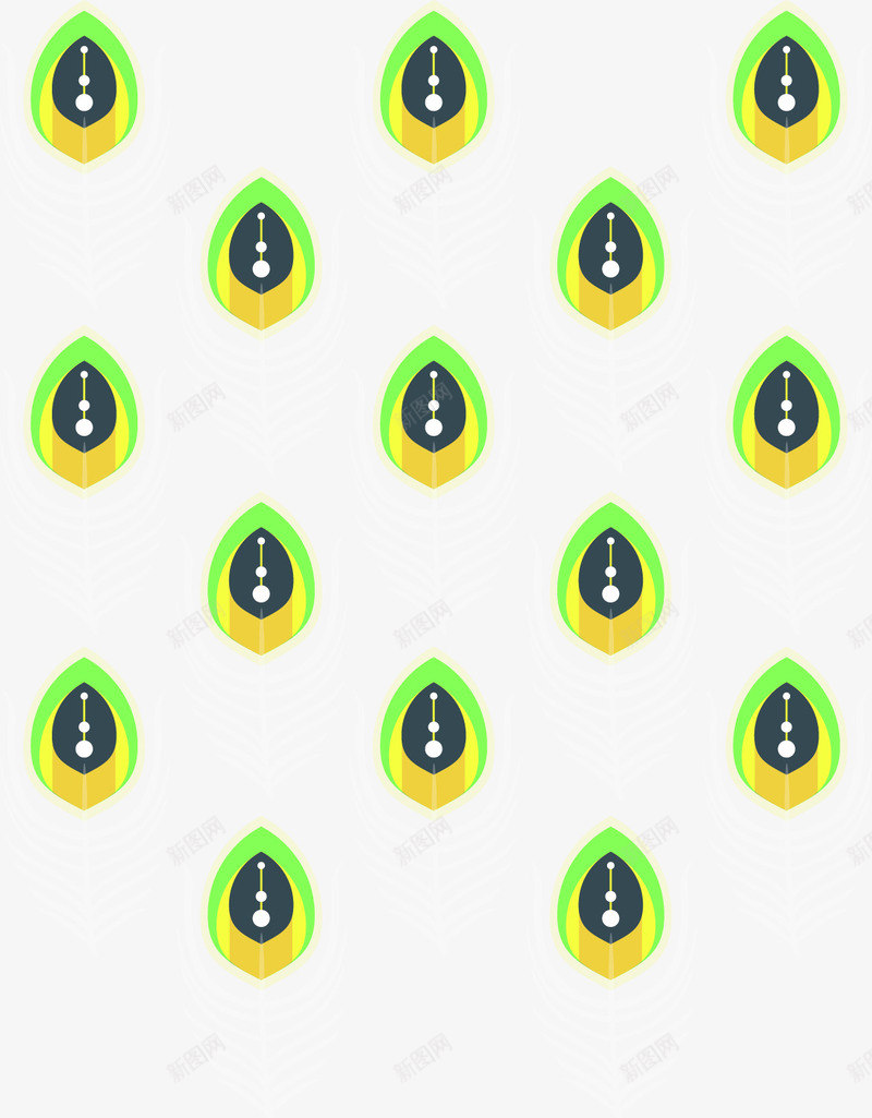 孔雀羽毛底纹矢量图ai免抠素材_88icon https://88icon.com 孔雀羽毛 底纹 彩色 矢量素材 面料图案 矢量图