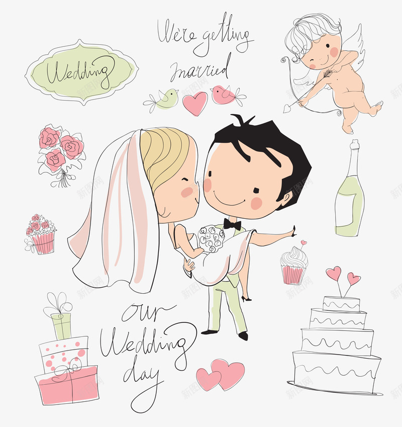 手绘卡通婚礼人物png免抠素材_88icon https://88icon.com 人物插画 卡通婚礼人物 卡通漫画 可爱 婚庆 婚礼插画 婚礼漫画 手绘 手绘新娘 手绘新郎 新娘 新郎 时尚 浪漫 生活百科 结婚