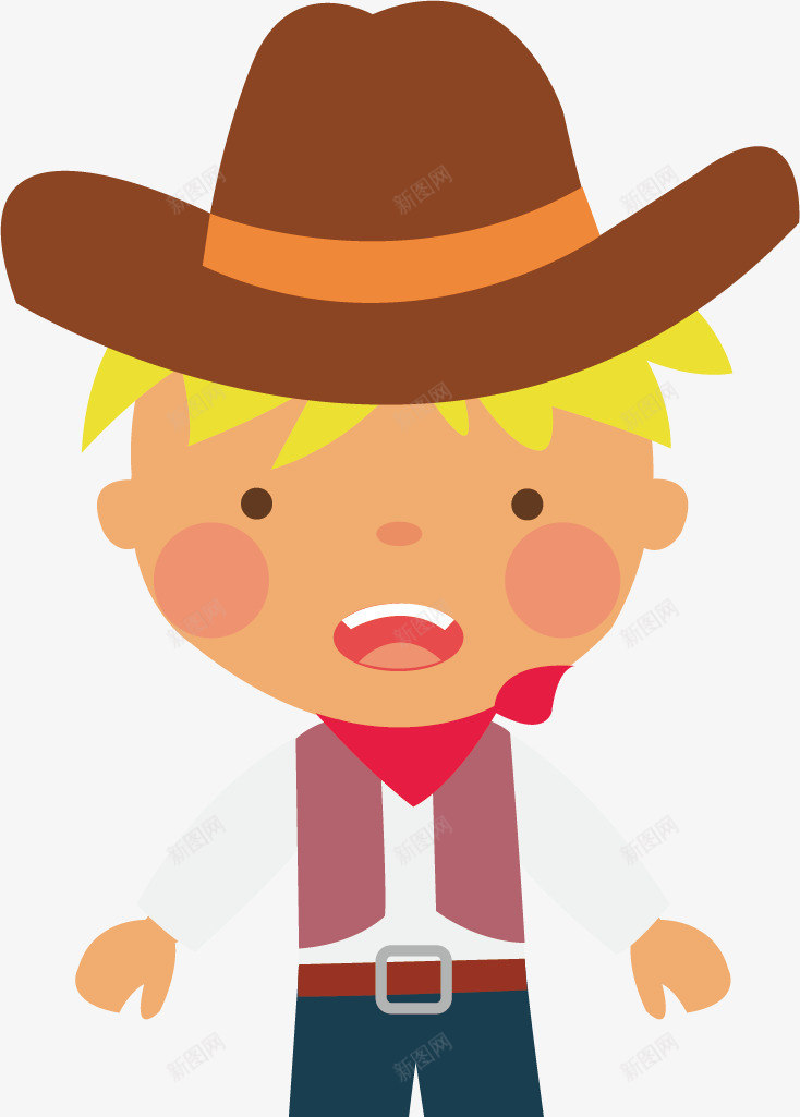 卡通黄头发西部牛仔小男孩png免抠素材_88icon https://88icon.com 卡通 小男孩 西部牛仔 黄头发