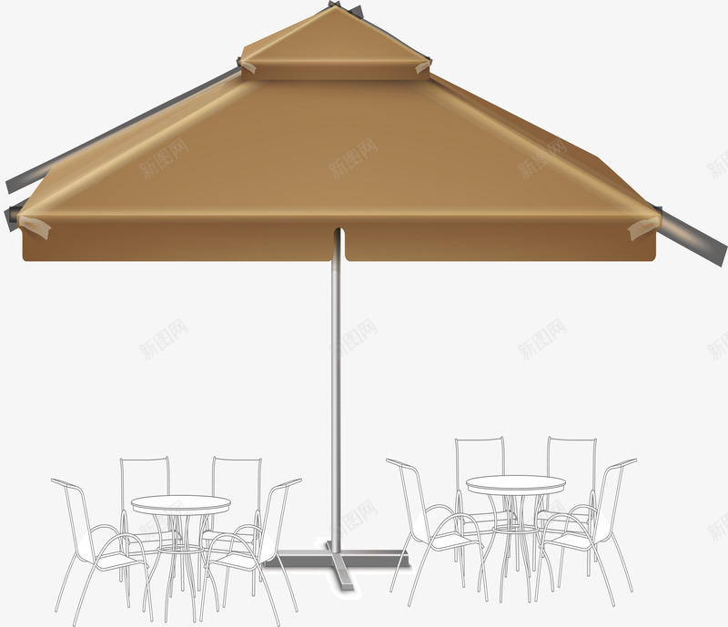 棕色茶饮馆png免抠素材_88icon https://88icon.com 卡通 矢量素材 茶饮馆 避雨