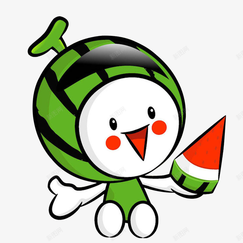 西瓜小人png免抠素材_88icon https://88icon.com 卡通 可爱 小人 水果 白色 红色 绿色 西瓜