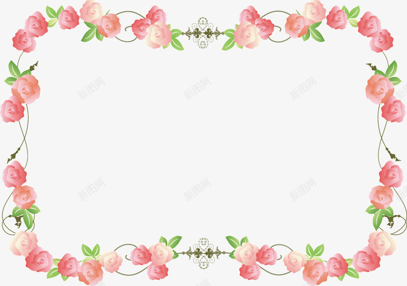 粉色玫瑰背景png免抠素材_88icon https://88icon.com 玫瑰花 粉色背景 边框