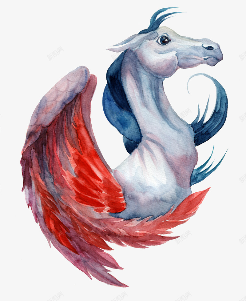 飞翔白马png免抠素材_88icon https://88icon.com 神话故事人物 红色羽毛 红色翅膀