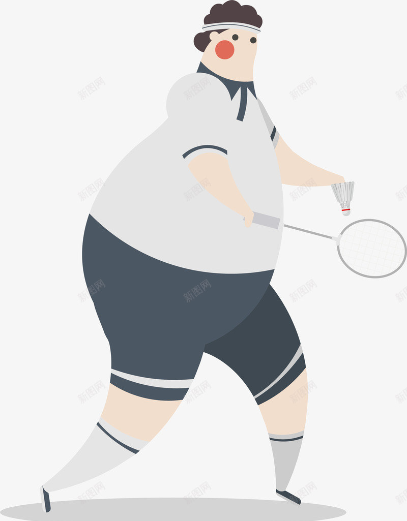 打羽毛球的胖子png免抠素材_88icon https://88icon.com 减肥 大胖子 打羽毛球 矢量png 羽毛球 羽毛球赛插画 运动 运动减肥