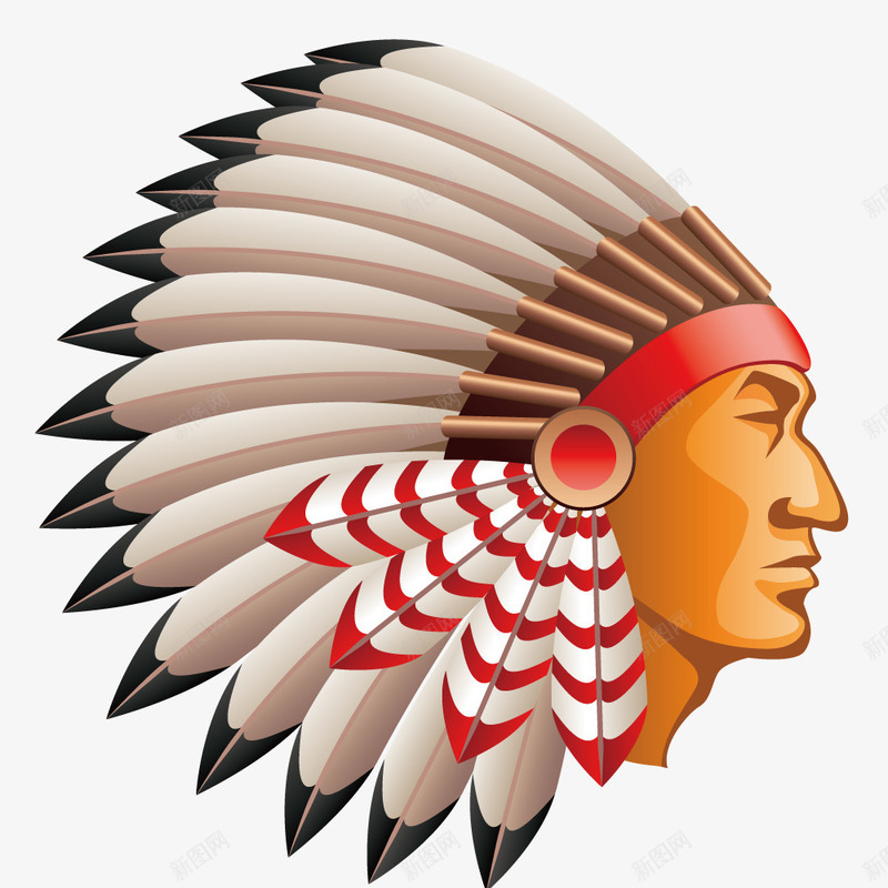 手绘人头矢量图eps免抠素材_88icon https://88icon.com 人头插画 头饰 矢量图 羽毛 装饰 部落人 野人