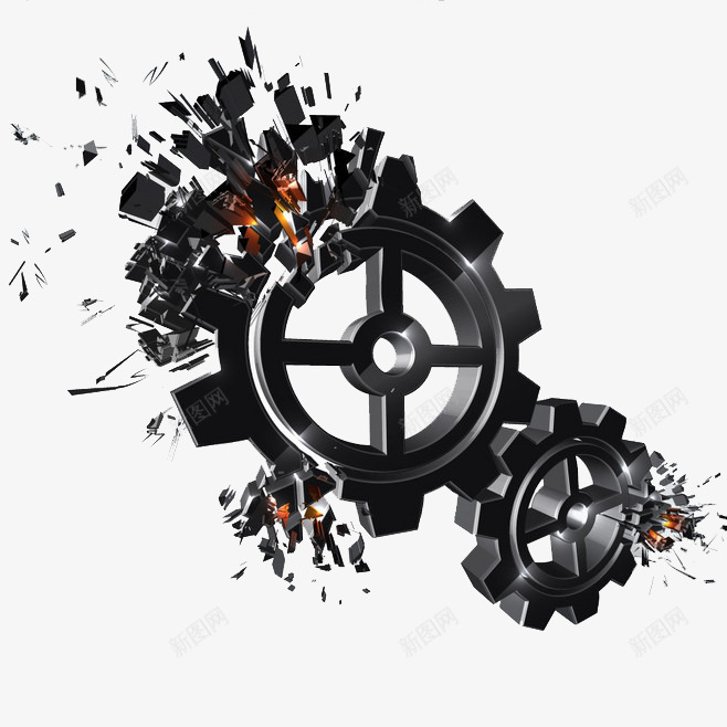 动感破裂飞溅的齿轮png免抠素材_88icon https://88icon.com 破裂 碎片 立体 飞溅 齿轮