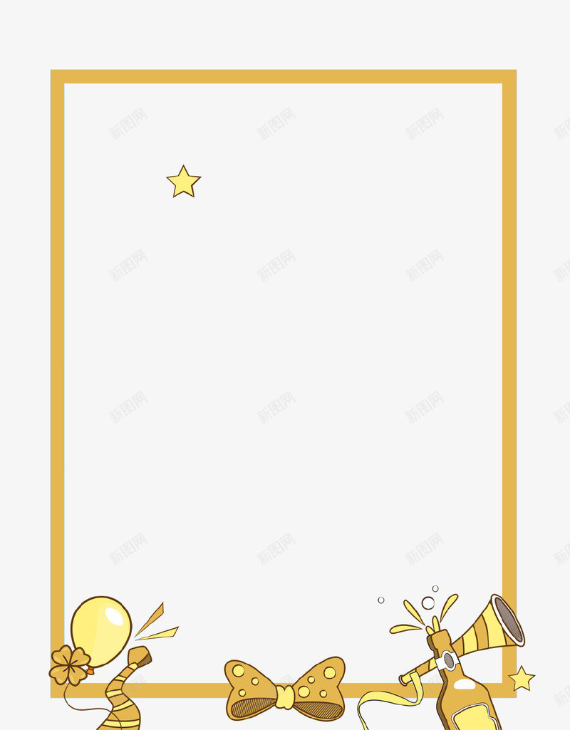 金黄色蝴蝶结可爱边框psd免抠素材_88icon https://88icon.com 创意设计 可爱 星星 框 蝴蝶结 装饰 边框 金黄色 黄蝶