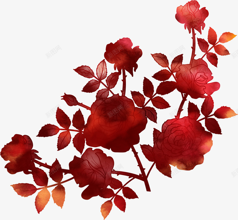 手绘红色鲜艳水彩玫瑰png免抠素材_88icon https://88icon.com 水彩 玫瑰 红色 鲜艳