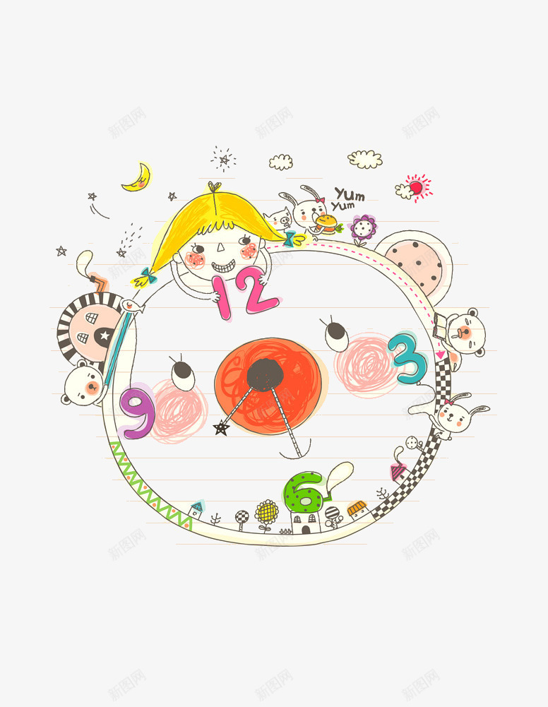 卡通手绘简笔画装饰创意闹钟png免抠素材_88icon https://88icon.com 创意闹钟 包装设计 可爱插画装饰 广告设计 手绘卡通小清新插画 手绘简笔画 网页设计