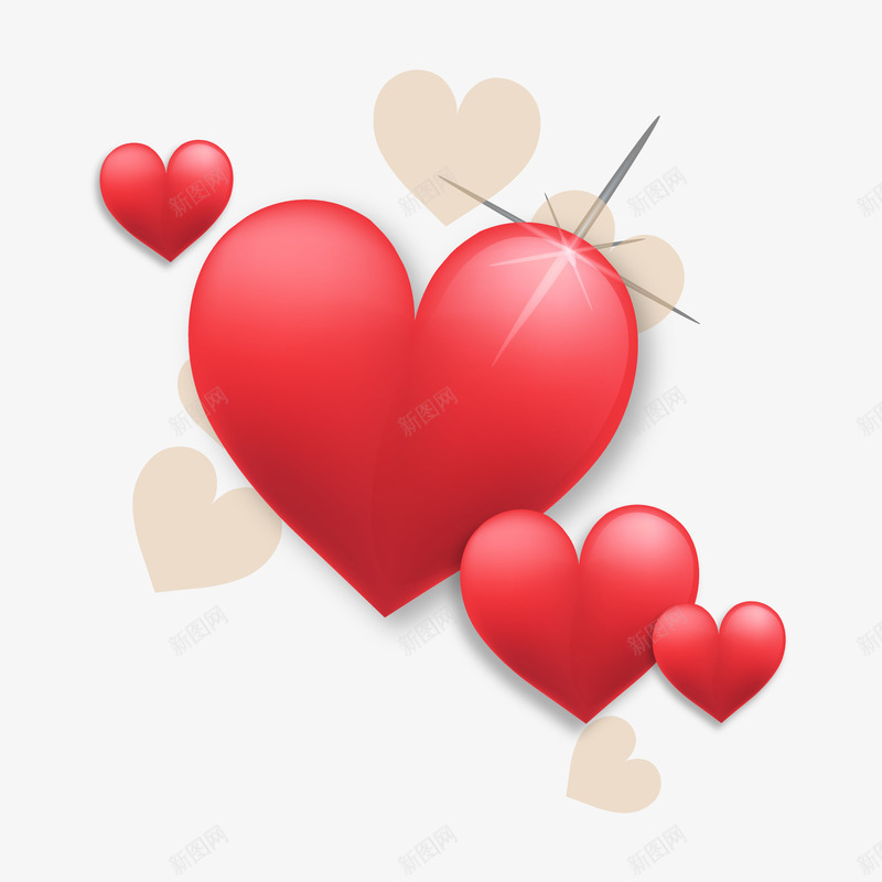 婚礼装饰红色爱心png免抠素材_88icon https://88icon.com 卡通心形 婚礼装饰 爱心 红色心形 背景装饰