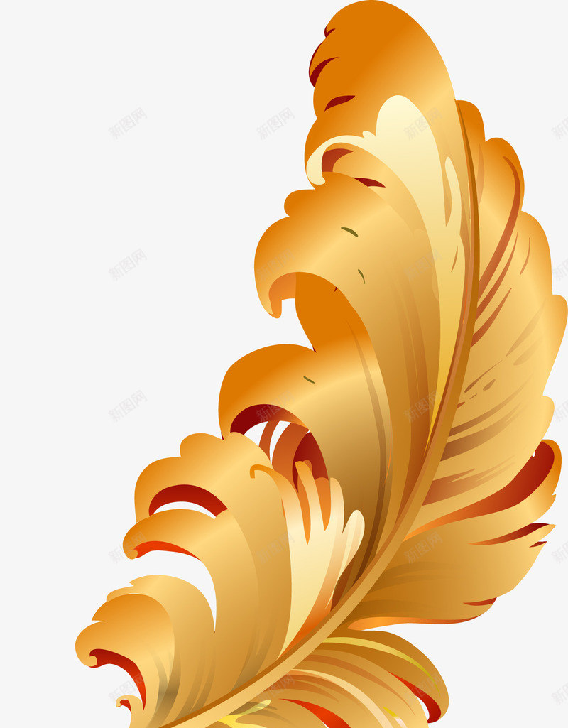 精美金色羽毛矢量图ai免抠素材_88icon https://88icon.com 精美 羽毛 金色 矢量图