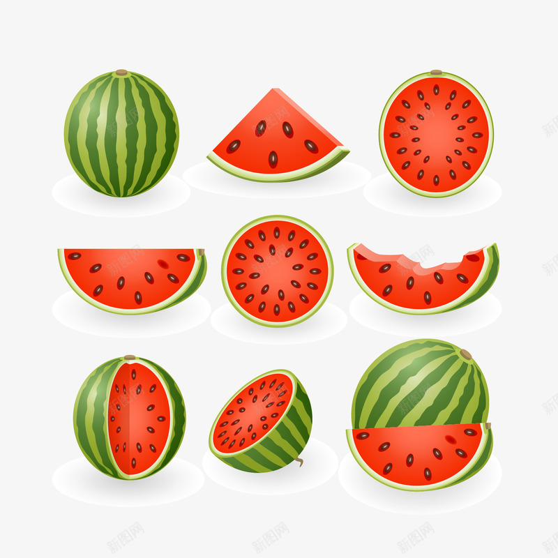 手绘绿色卡通西瓜png免抠素材_88icon https://88icon.com 卡通西瓜 手绘西瓜 爽口 红色 解暑西瓜