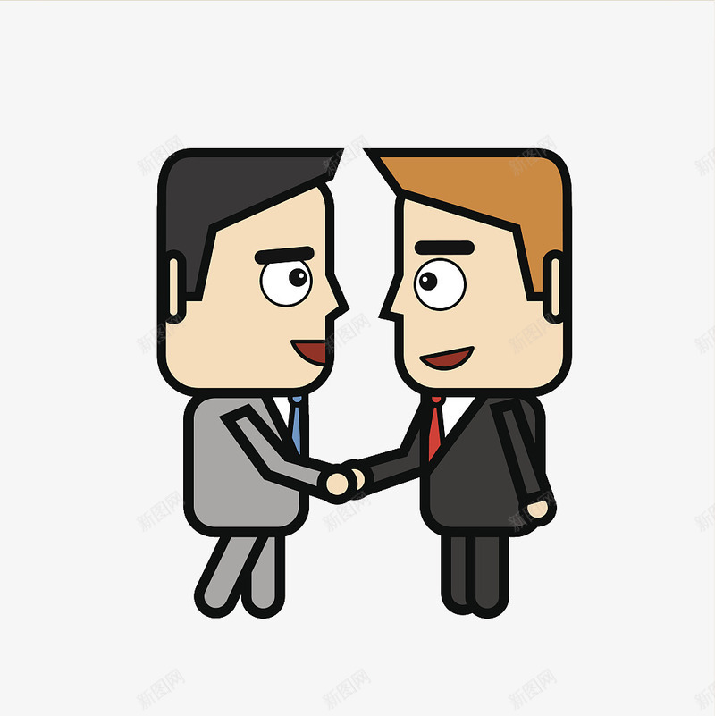 卡通穿西装商务人物握手png免抠素材_88icon https://88icon.com 两人握手 人物握手 卡通 合作 商务 穿西装