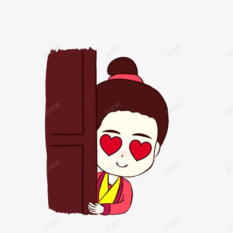 卡通门后探出头眼毛爱心的古代女png免抠素材_88icon https://88icon.com 丸子头 卡通门后探出头眼毛爱心的古代女孩免费下载 古代女孩 古风 眼冒爱心 门后探头