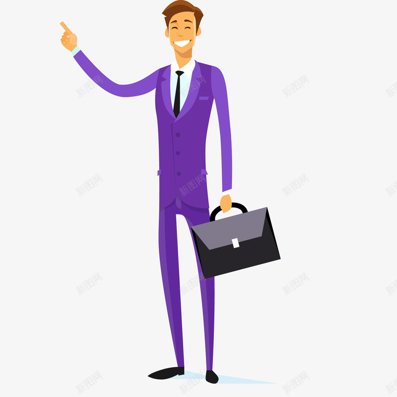 卡通提着包的商务人士矢量图ai免抠素材_88icon https://88icon.com 人物设计 卡通 商务人士 笑容 紫色西装 矢量图