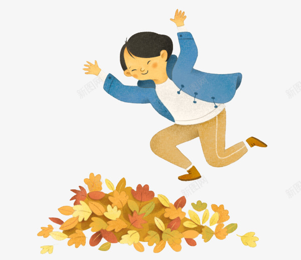 金秋时节的落叶好美psd免抠素材_88icon https://88icon.com 创意设计 卡片封面 手绘插画