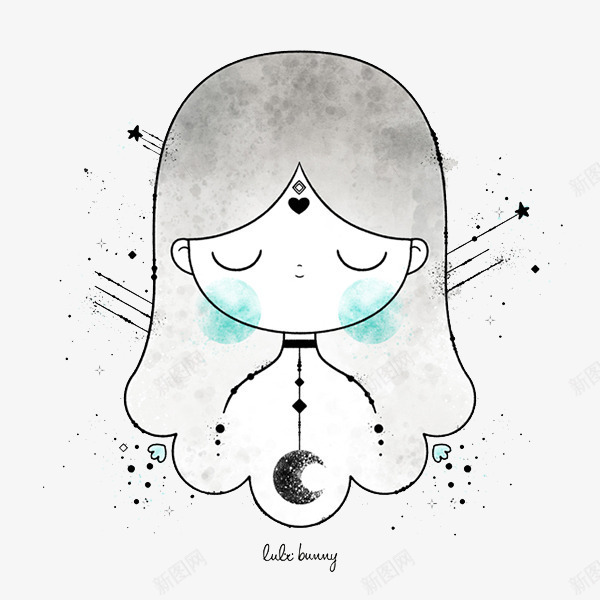 手绘水墨女孩头像psd免抠素材_88icon https://88icon.com 创意插画设计 卡通贺卡封面 手绘插画