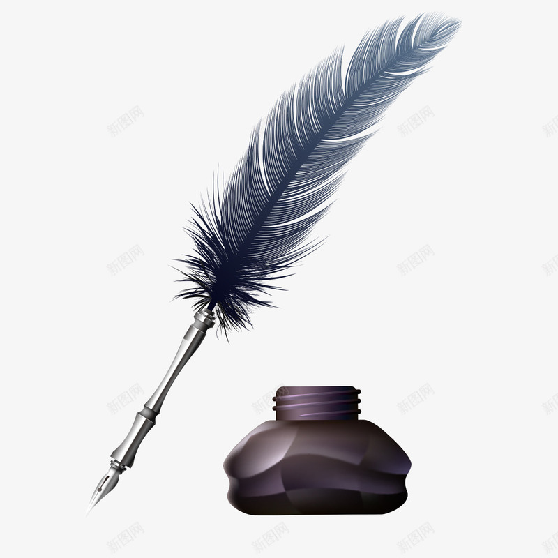 羽毛钢笔png免抠素材_88icon https://88icon.com 书法 墨水 手写 羽毛 钢笔