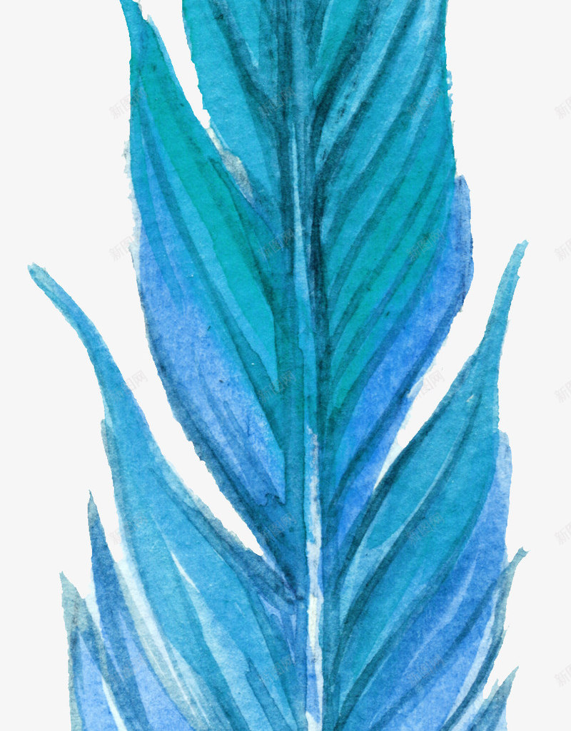 蓝色羽毛树叶png免抠素材_88icon https://88icon.com 创意树叶 彩绘羽毛 树叶 植物 羽毛纹理