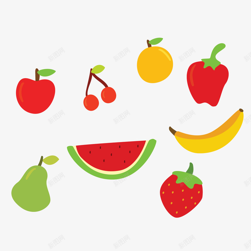 卡通彩色水果png免抠素材_88icon https://88icon.com 卡通水果 樱桃 背景装饰 苹果 草莓 西瓜 香蕉