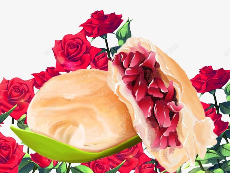 云南鲜花饼美味零食psd免抠素材_88icon https://88icon.com 云南鲜花饼 玫瑰饼 糕点 美味糕点 零食 饼干 鲜花饼