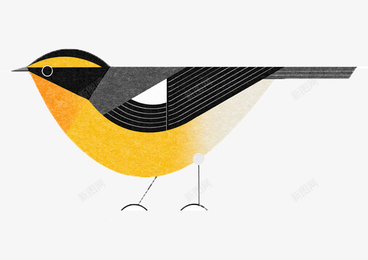 黑黄色可爱手绘黄鹂鸟png免抠素材_88icon https://88icon.com 可爱的 尾巴 手绘图 简图 羽毛 翅膀 黄鹂鸟