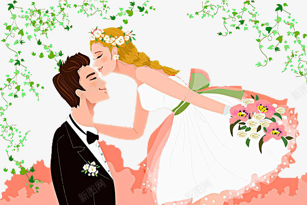 手绘花朵婚礼现场png免抠素材_88icon https://88icon.com 婚礼 婚礼现场 新人 新娘 新郎 集体婚礼