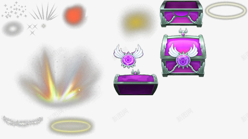 游戏UIpng免抠素材_88icon https://88icon.com 宝箱 宝袋 游戏UI 金元宝 金币 钱币