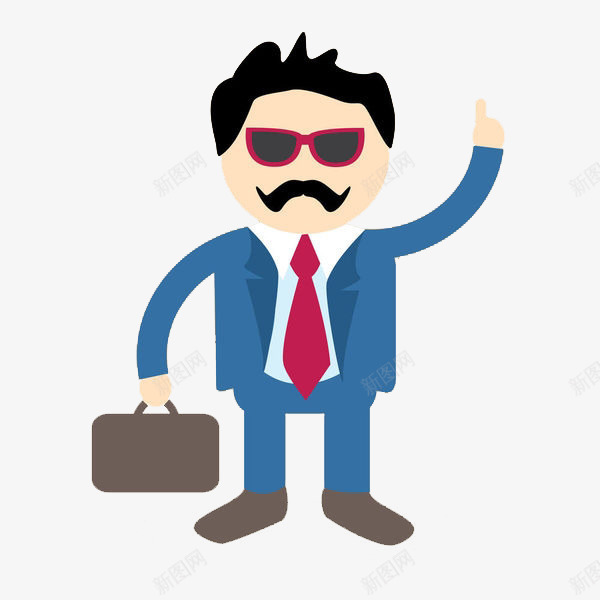 戴着墨镜的商务人士png免抠素材_88icon https://88icon.com 公文包 卡通手绘 商务人士 戴墨镜的男人 西装革履 领带