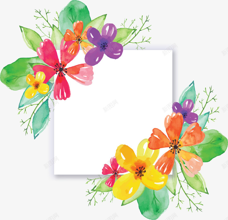 浪漫水彩花丛边框矢量图ai免抠素材_88icon https://88icon.com 婚礼请帖 水彩花丛 浪漫花丛 矢量png 花丛 花丛边框 矢量图