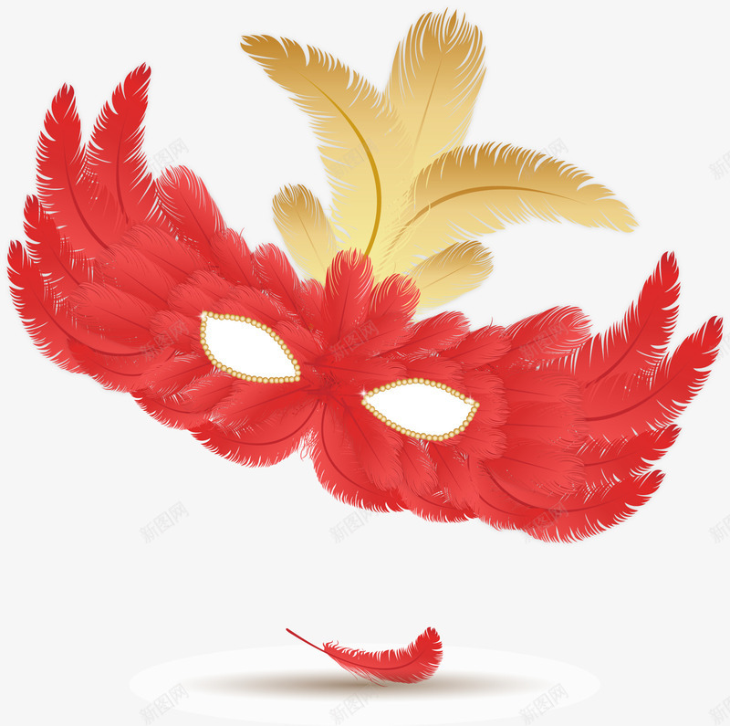 羽毛面具矢量图ai免抠素材_88icon https://88icon.com 红色 羽毛面具 矢量图