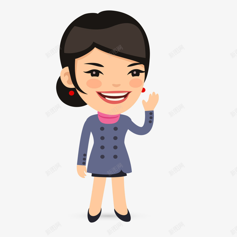 卡通女生png免抠素材_88icon https://88icon.com 卡通 女生 手绘 扣子 红色 蓝色 西装 黑色