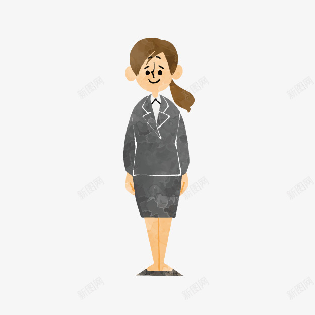 卡通西服套装png免抠素材_88icon https://88icon.com 卡通套装 工作人员 手绘女生 西服套装