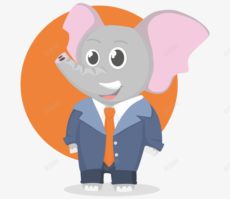 卡通手绘穿西装大象png免抠素材_88icon https://88icon.com 卡通的大象 手绘的西装 矢量的动物 穿西装的大象