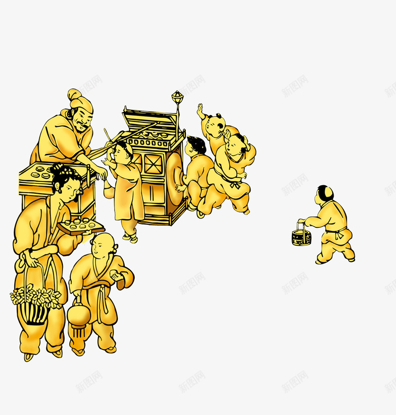 中国古代闹市场景图png免抠素材_88icon https://88icon.com 传统 古代集市 古风 闹市 集市