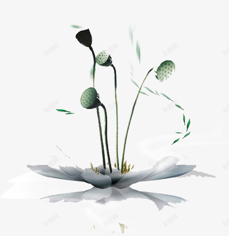 中国风荷花PSDpng免抠素材_88icon https://88icon.com PSD 中国风 古风 树叶 荷花 莲子