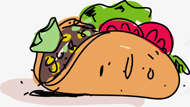 夹层卡通墨西哥卷矢量图ai免抠素材_88icon https://88icon.com 卡通食物 墨西哥 墨西哥卷 墨西哥饼 夹层 热辣墨西哥 矢量图 矢量食物