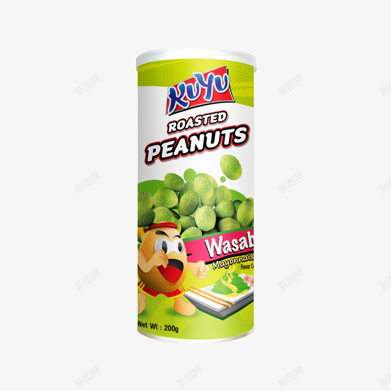 kuku芥末沙拉酱花生豆png免抠素材_88icon https://88icon.com 200g 海外进口零食 绿色包装 芥末味