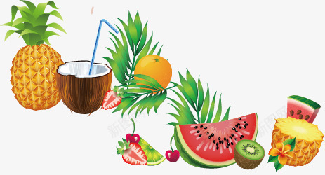 夏季水果矢量图ai免抠素材_88icon https://88icon.com 卡通 手绘 椰子 水果 菠萝 西瓜 矢量图