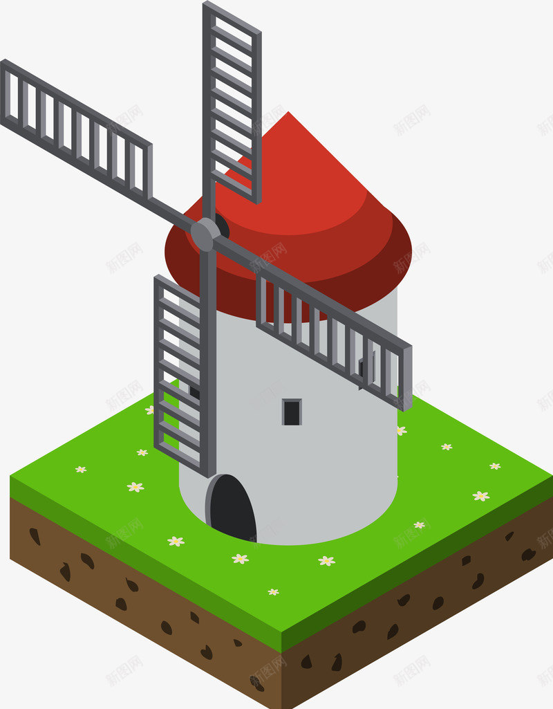 25D卡通农场风车插画矢量图ai免抠素材_88icon https://88icon.com 25D卡通农场 农场绿色 农场风车 农场风车立体插画 绿色农场 风车 矢量图