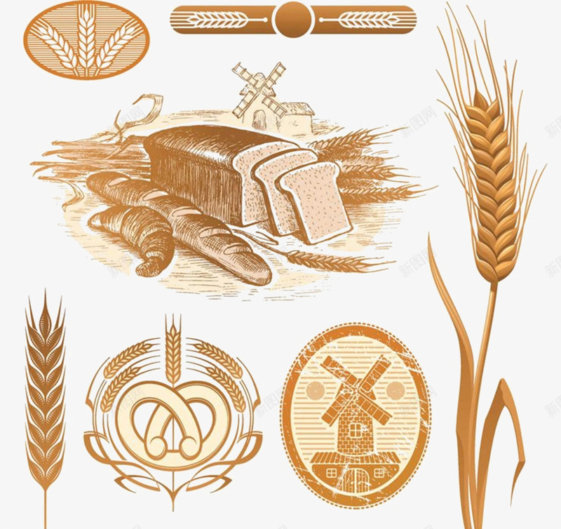 卡通面包png免抠素材_88icon https://88icon.com 卡通 吐司 西餐 面包 麦穗
