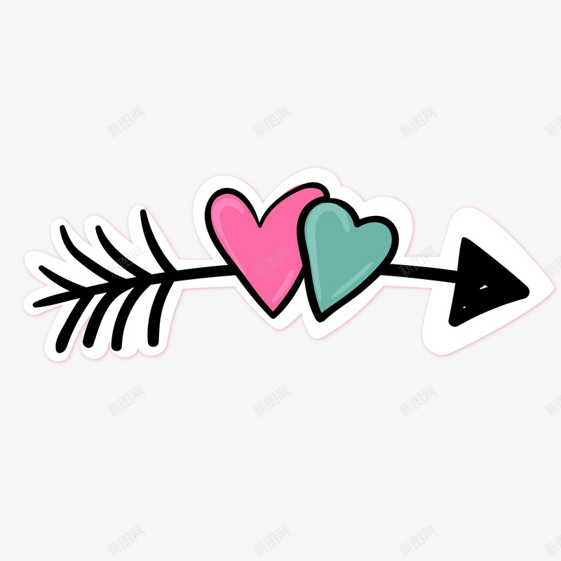 黑色箭头上的红绿色心形矢量图ai免抠素材_88icon https://88icon.com 一箭穿心 心形 红绿色心形 红色 绿色 黑色 黑色箭头 矢量图