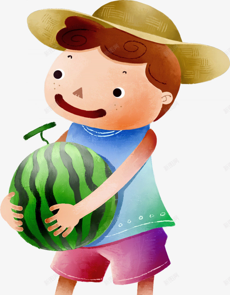 创意卡通人物小男孩抱西瓜png免抠素材_88icon https://88icon.com 人物 创意 卡通 男孩 西瓜