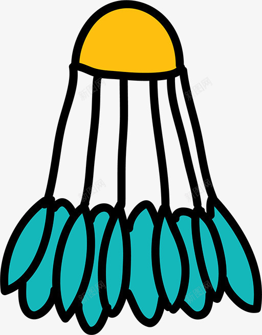 卡通羽毛球png免抠素材_88icon https://88icon.com 卡通 底 抽象 线条 羽毛球 羽毛键 蓝色 键 黄色