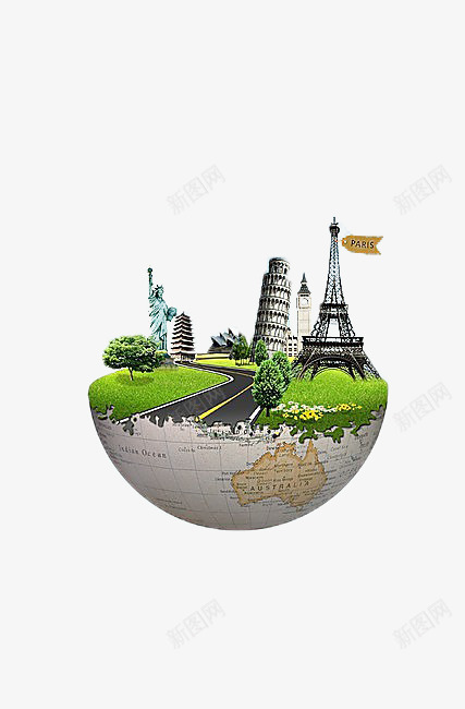 绿色生态悬浮岛png免抠素材_88icon https://88icon.com 埃菲尔铁塔 植被 绿色世界 自由女神