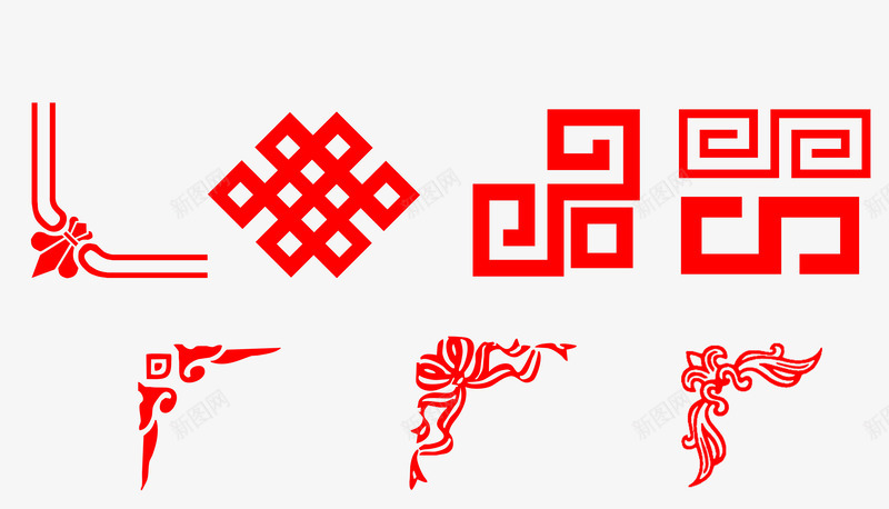 中式红色复古边框装饰图案png免抠素材_88icon https://88icon.com 中式边框 复古边框 红色边框 装饰边框