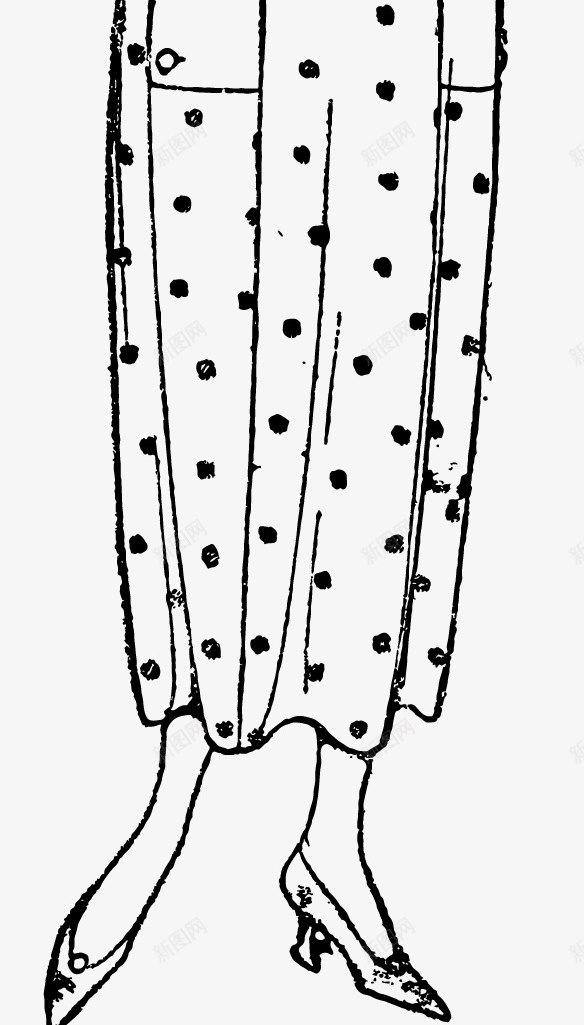 高跟鞋气质美女素描图png免抠素材_88icon https://88icon.com 侧面 圆点图案服装 气质美女 简图 高跟鞋 黑白色