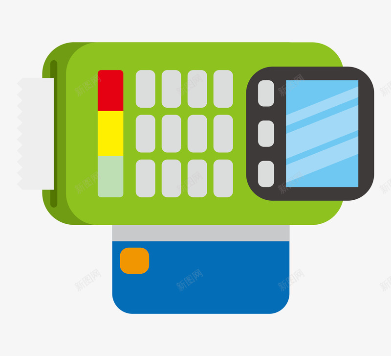 绿色卡通POS机png免抠素材_88icon https://88icon.com POS机 免抠图 卡通POS机 手绘POS机 扫码 效果图 银行卡